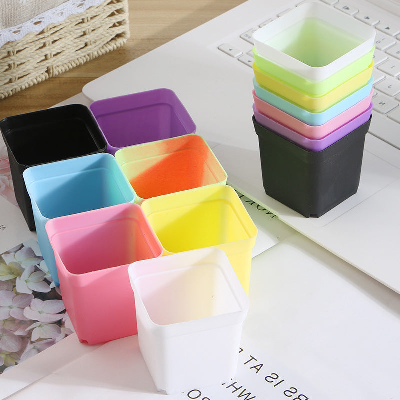 Small plastic Flower Pots Frosted Thick Colorful Mini Flower Pots