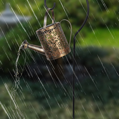 Enchanted Watering Can Outdoor Lamp Garden Hollow-out Iron Shower LED Lights
