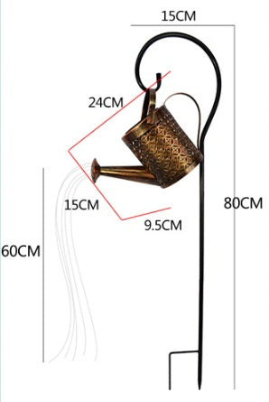 Enchanted Watering Can Outdoor Lamp Garden Hollow-out Iron Shower LED Lights